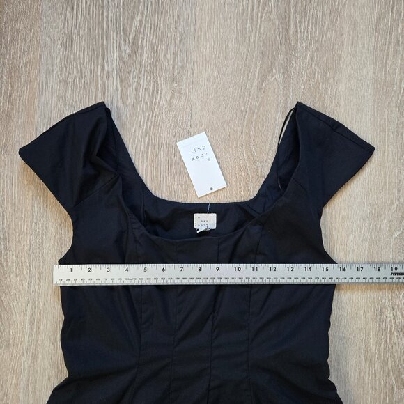 A New Day Corset Woven Mini A-Line Cotton Dress Size 4 Square Neck New With Tags - Picture 7 of 17